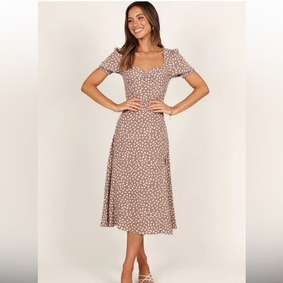 Petal & Pup FRANKLIN DRESS Short Sleeve Midi - MOCHA Size 0/XS NWT - Picture 1 of 9